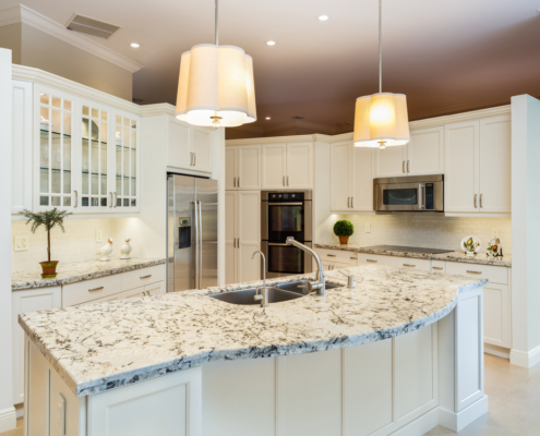 White Kitchen Design with granite worktops